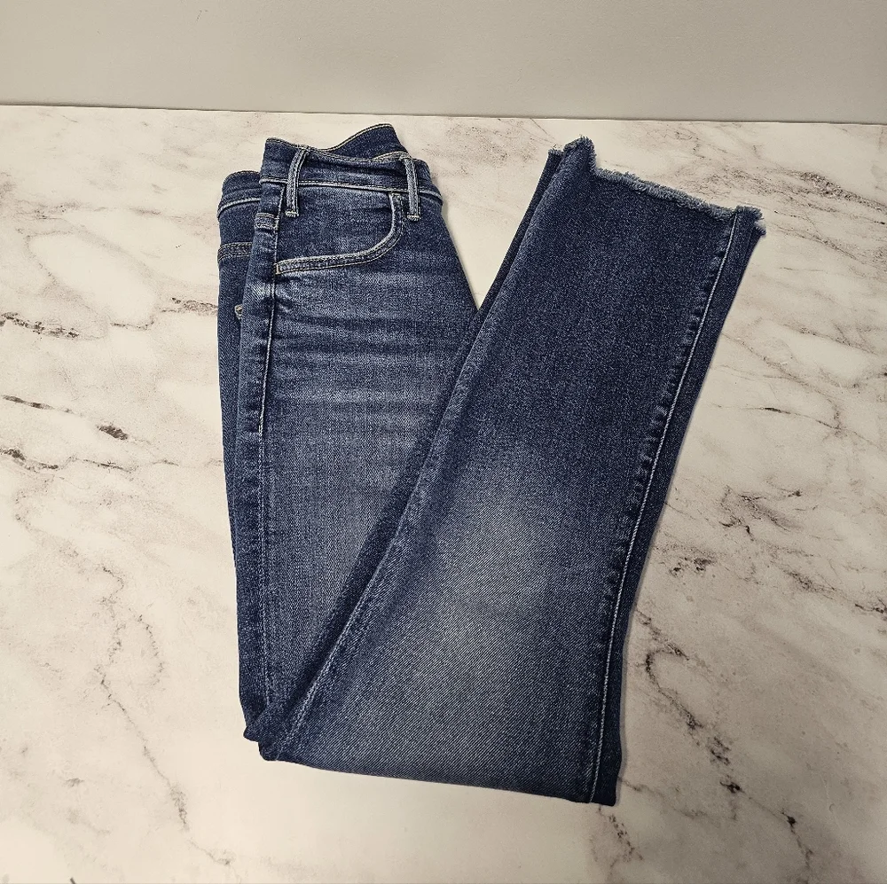 MOTHER The Hustler Ankle Fray Straight‎ Leg High Rise Blue Jeans 25 Preowned
